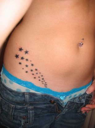 Galaxy Tattoo On Side Stomach